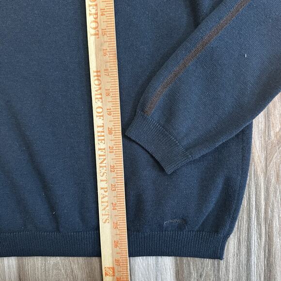 Patagonia Wool Cashmere Blend Pullover V-Neck Sweater Mens Large Striped Sleeve - Picture 5 of 6